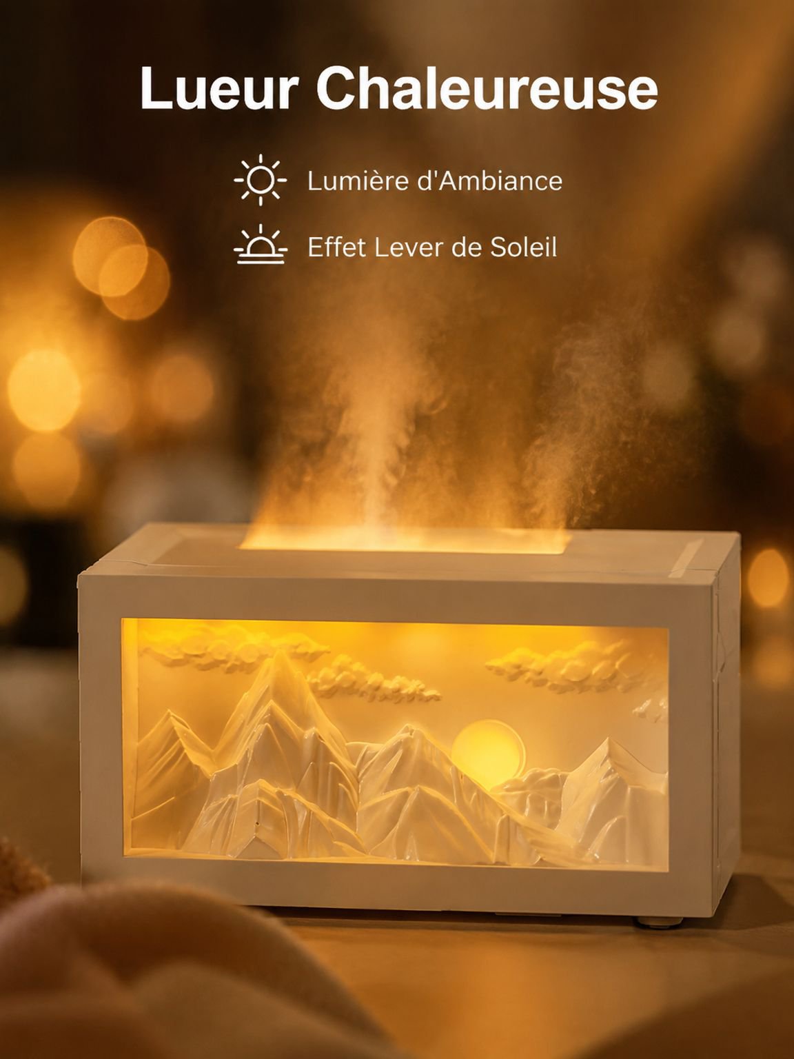 Humidificateur Montagne Dorée au Lever du Soleil