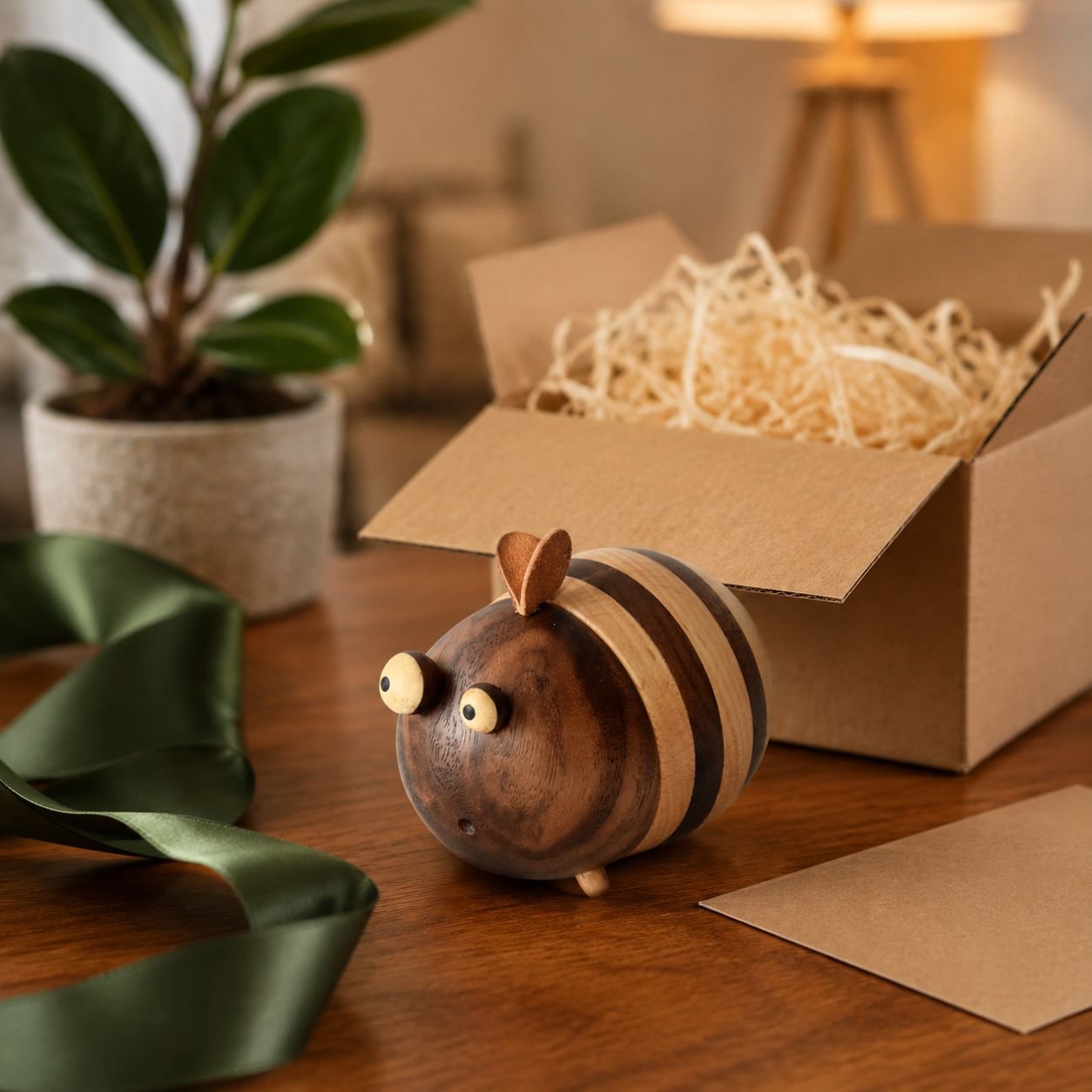 Compact wooden toothpick box with lid