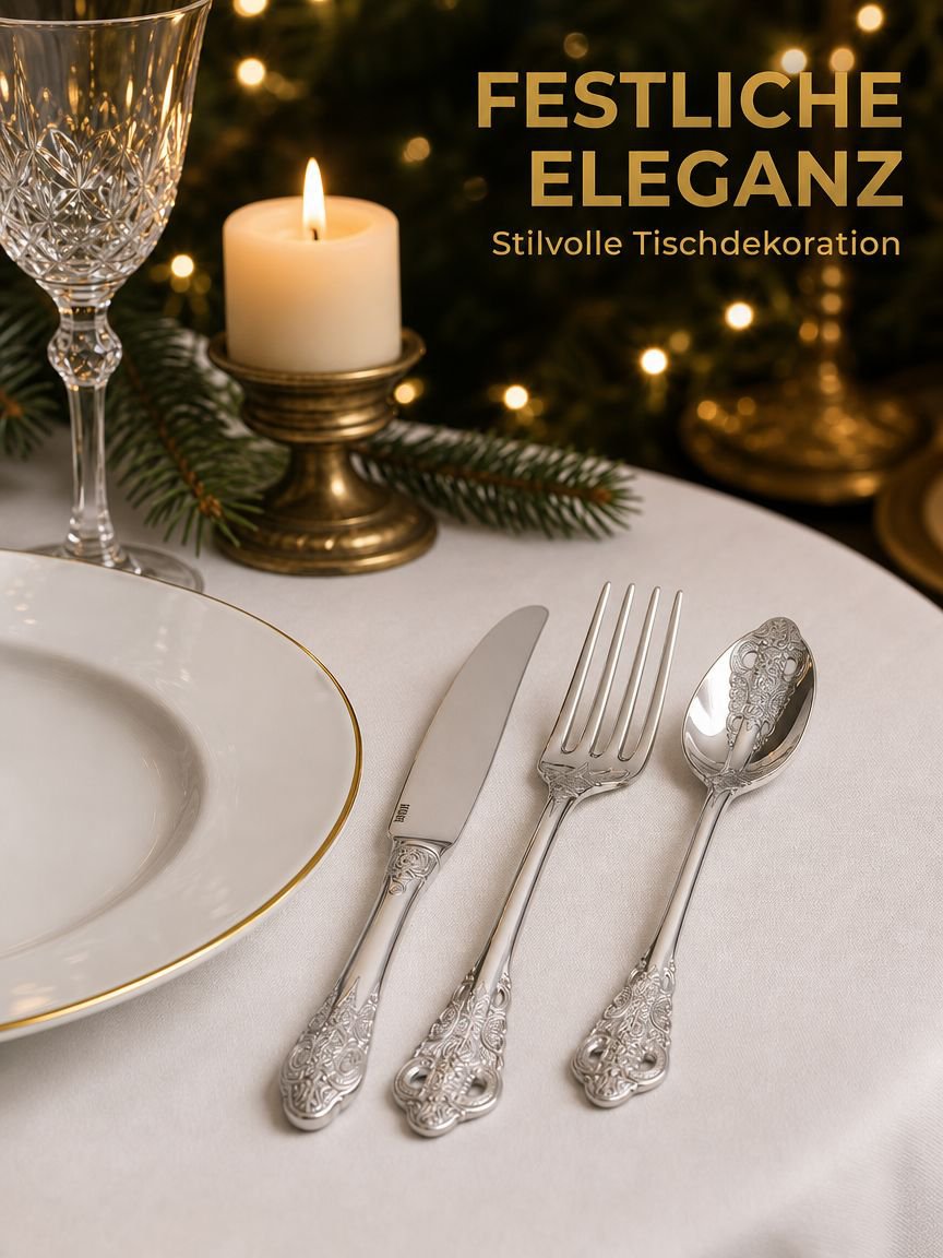 Vintage Geprägtes Edelstahl Steakbesteck und Dessertlöffel Set (410 Court Style)
