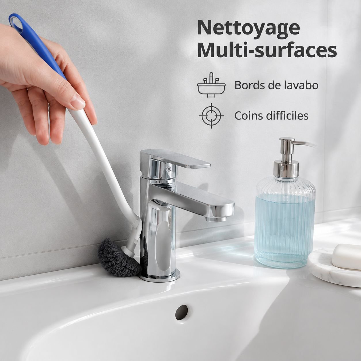 Nouvelle brosse de toilette sans angle mort pour la maison