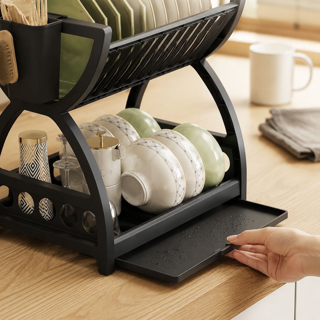 Plastic Kitchen Rack for Dishes, Chopsticks, and Knives with Drainage Function