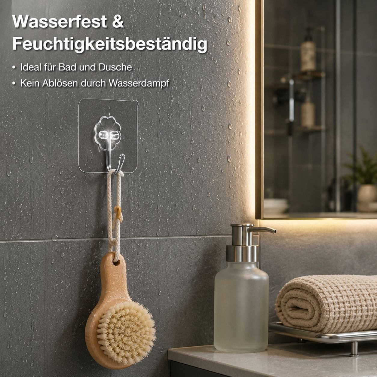 Wandhaken ohne Nägel, Multifunktionaler Haken für das Badezimmer