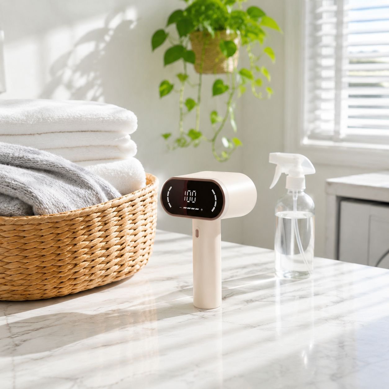 Electric hair ball trimmer with ergonomic handle