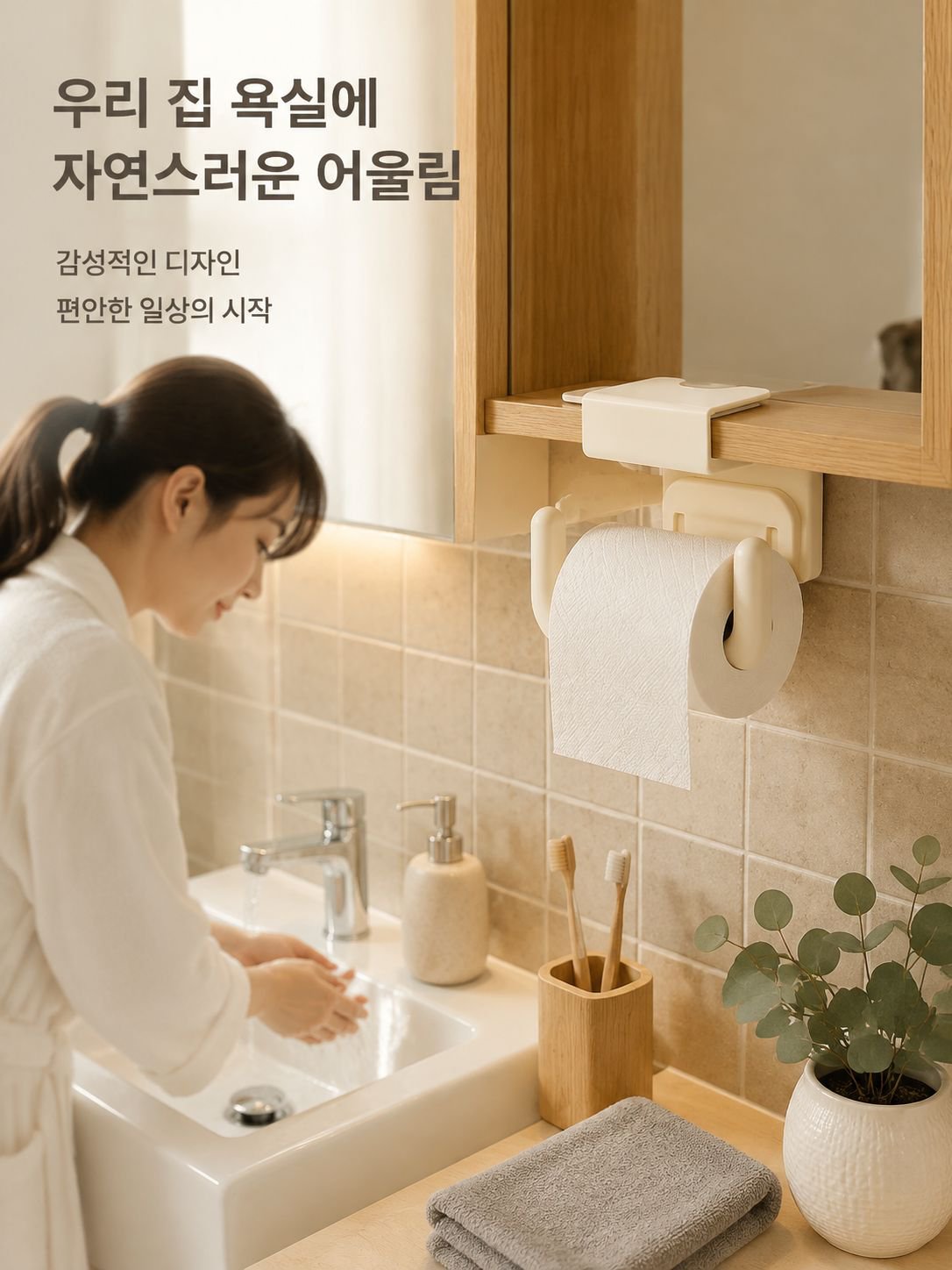 무타공 욕실 휴지 수납함 걸이