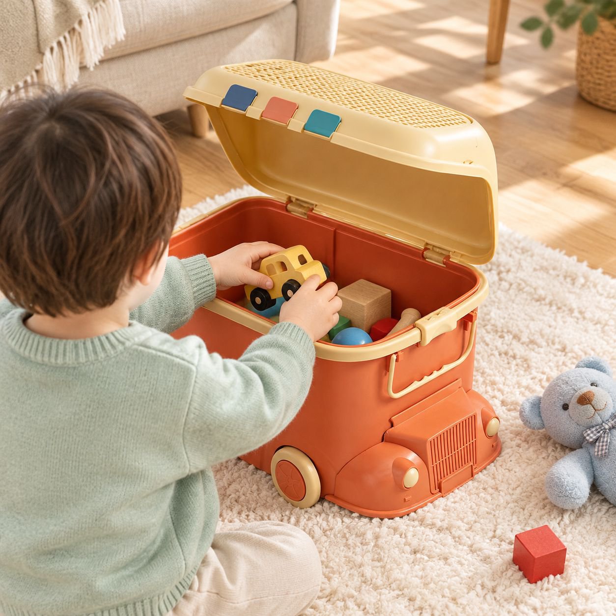 Caja de almacenamiento de juguetes locomotora, caja de almacenamiento para el hogar, caja de almacen