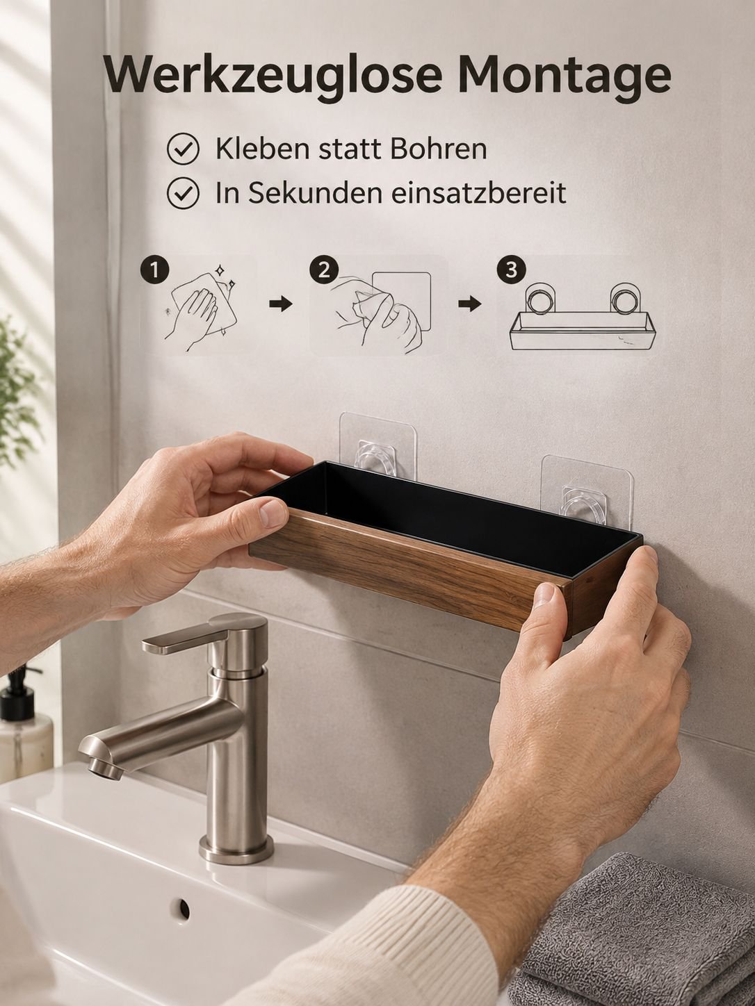 Elegantes Badezimmer Regal zur Aufbewahrung täglicher Pflegeprodukte