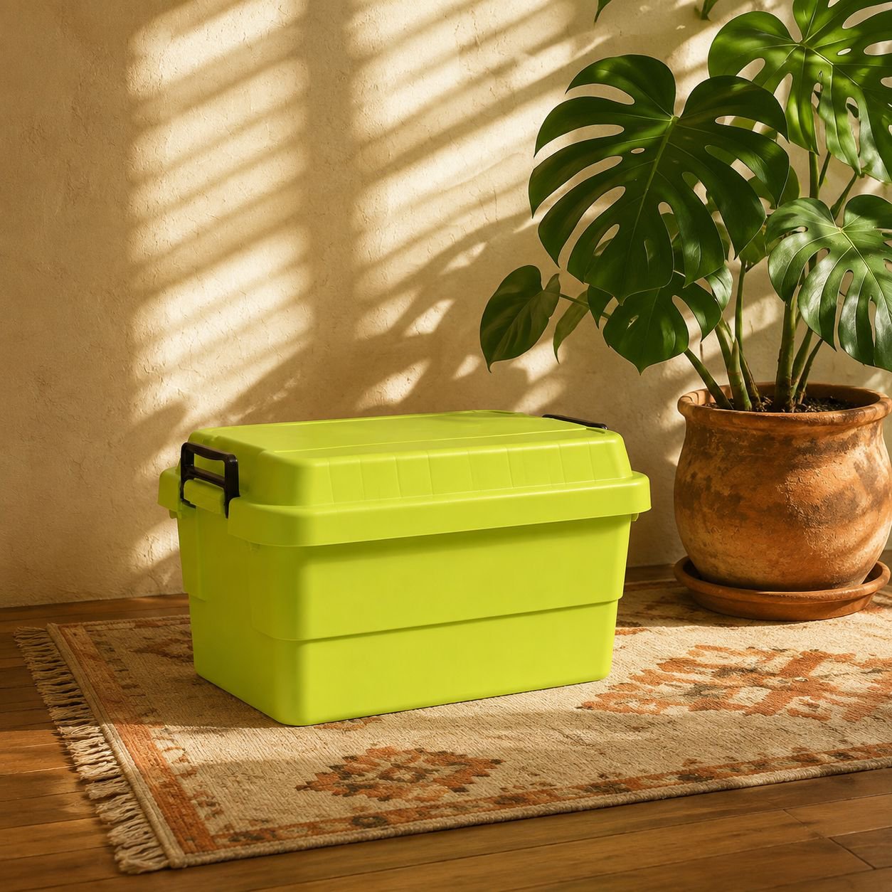 Casa de Paja Organizador de Plástico Espesado Caja de Almacenamiento al Aire Libre con Tapa Ropa Jug
