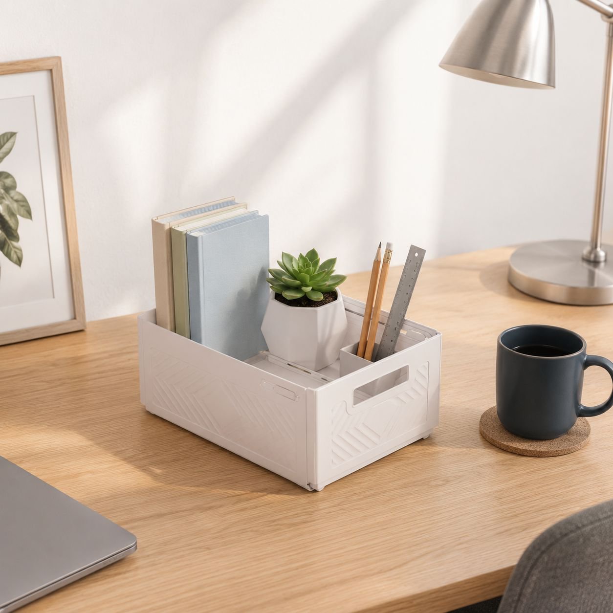Caja organizadora de escritorio extensible con cajón