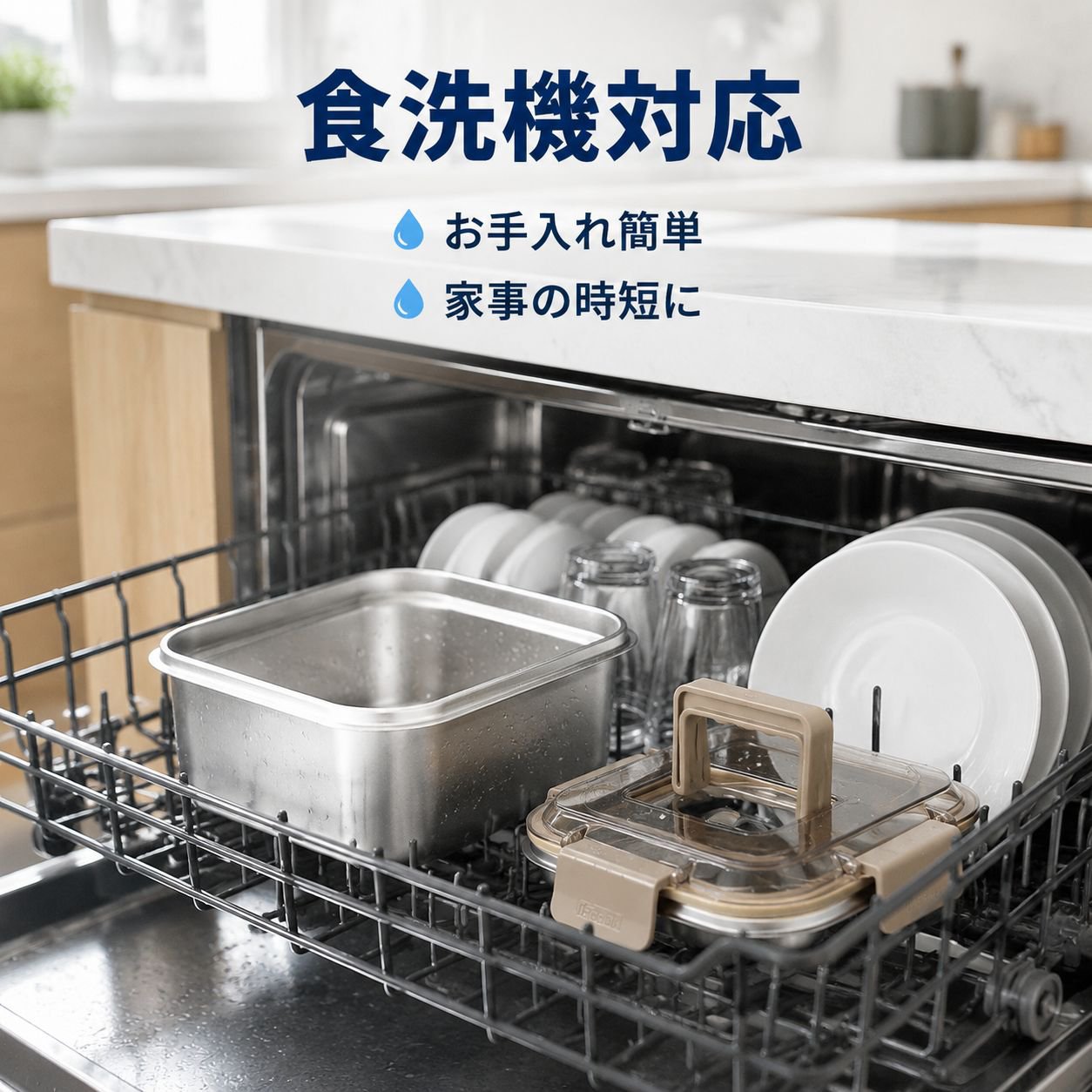 取っ手付きステンレス製食品保存容器