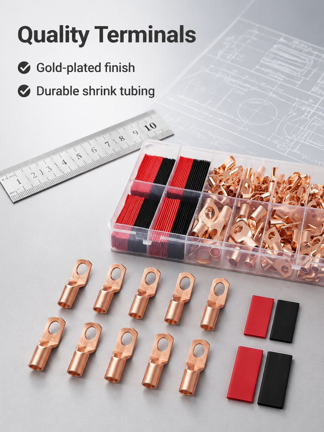 SC Exterior Bare Terminal Gold Cold Press Terminal Heat Shrink Tubing