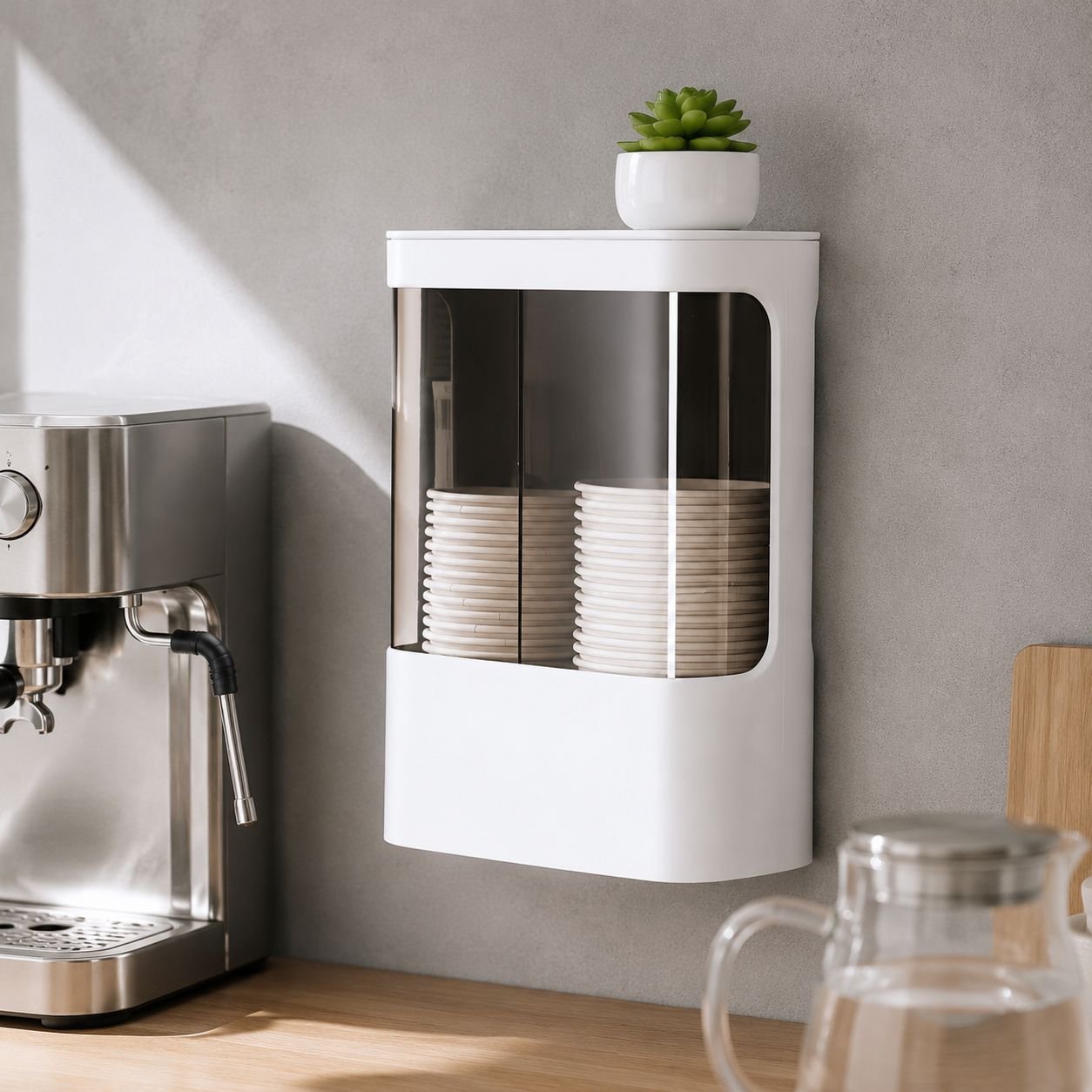 Modern design wall-mounted cup holder with transparent tubes