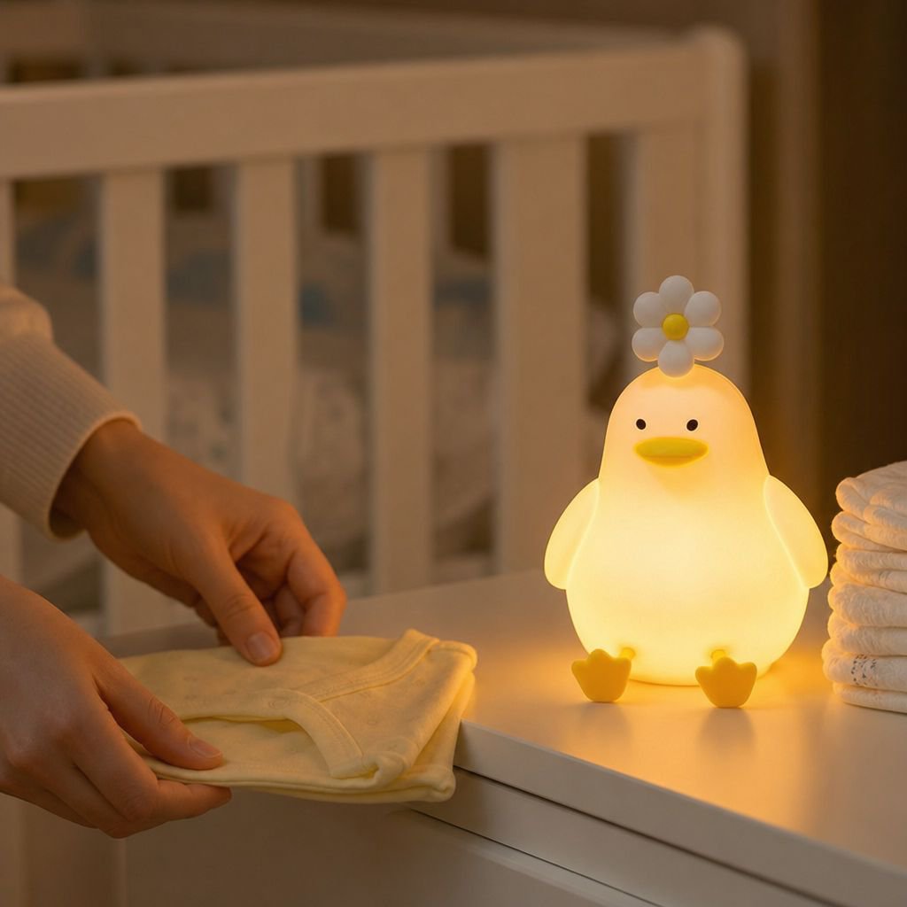 Baby Eye-caring Silicone Night Light, Rechargeable Bedroom Bedside Touch Ambience Lamp
