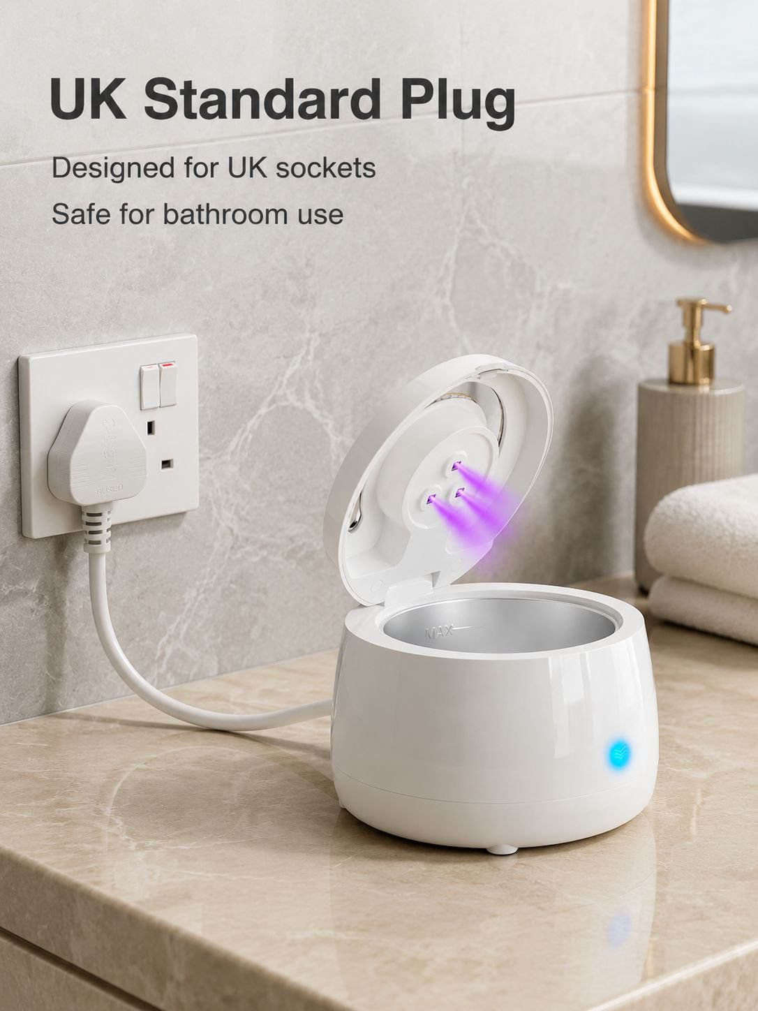 Portable ultrasonic cleaner for dental care and accessories