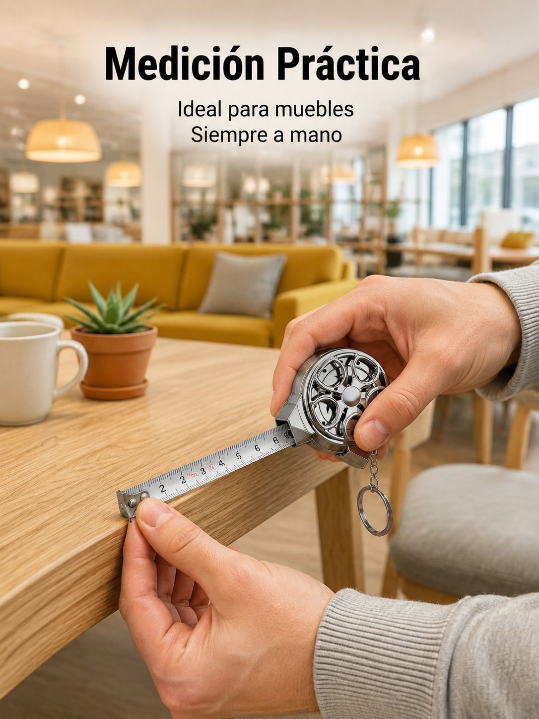 Llavero con mini cinta métrica de acero