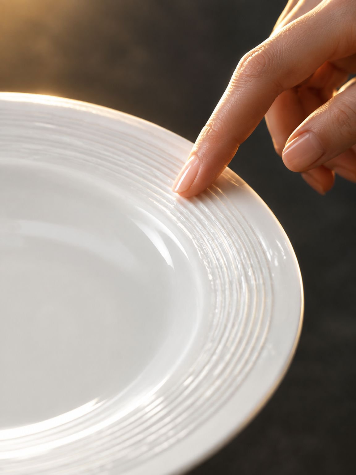 Plato de cerámica con diseño en relieve de sombrero de paja y color liso