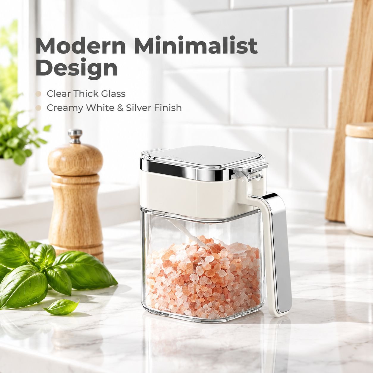 Airtight Moisture-Proof Glass Seasoning Jar and Salt Box for Kitchen Condiments
