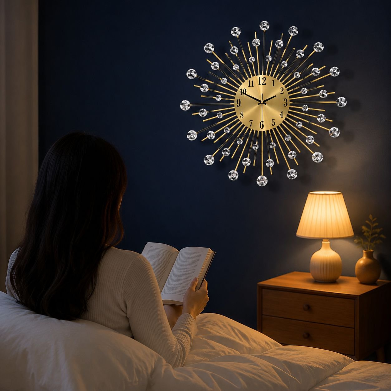 Reloj de pared creativo con cielo estrellado, decoración artística para sala de estar