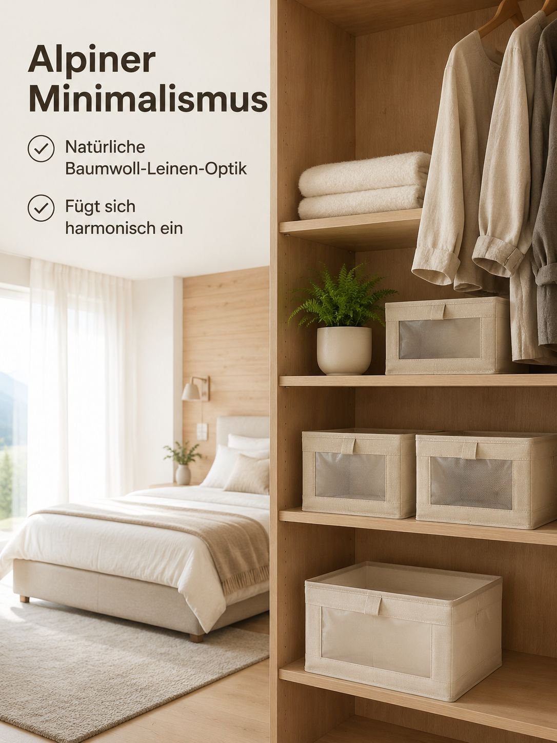 Faltbare Aufbewahrungsbox aus Baumwoll-Leinen - Platzsparendes Design
