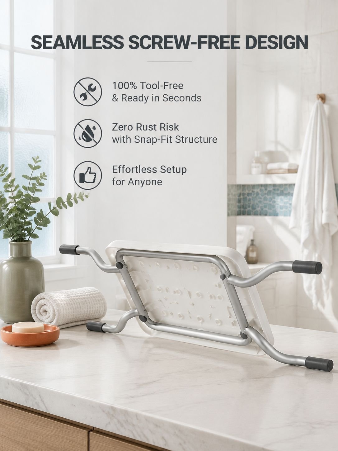 Anti-slip bath stool for seniors and children