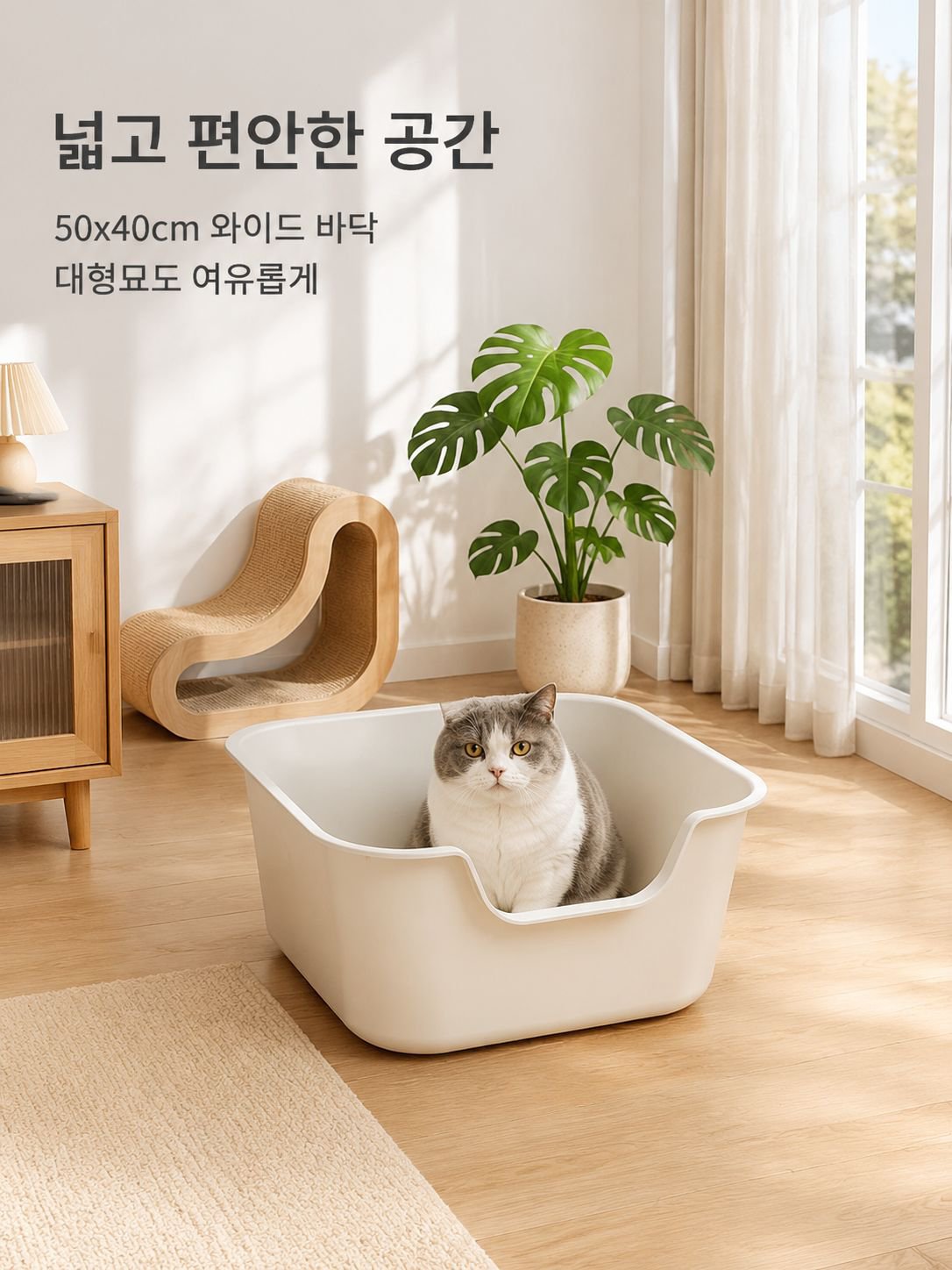 오픈형 고양이 화장실 대용량 플라스틱 고양이 화장실