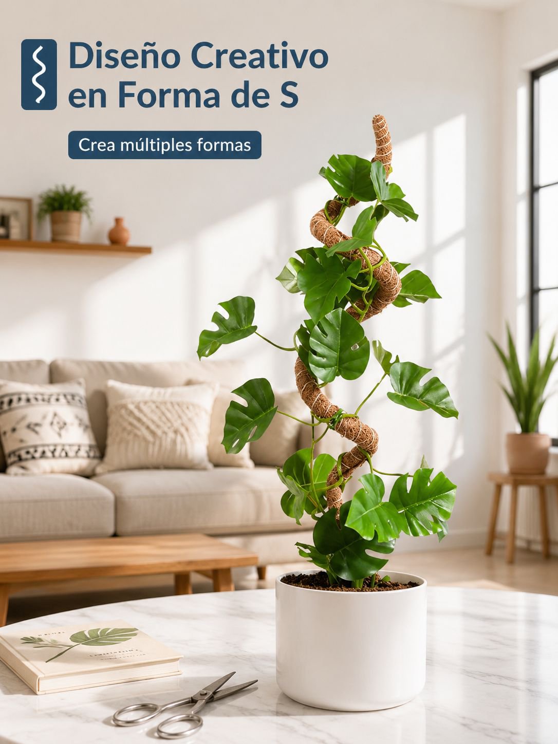 Soporte creativo de musgo para monstera y potos, poste de fibra de coco