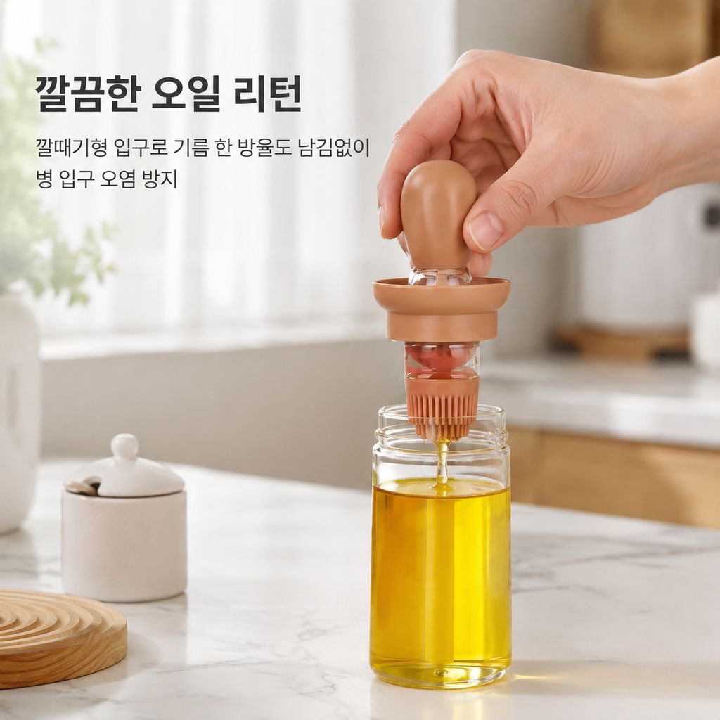 내열 자동흡수 가정용 유리병 브러시 바베큐 오일브러시 일체형