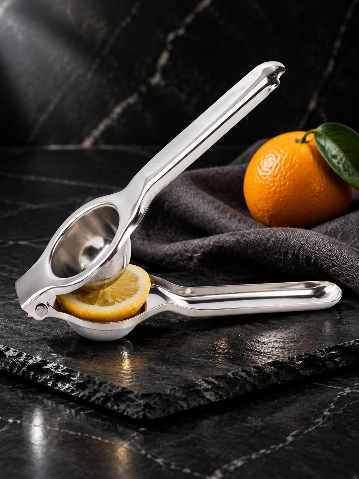 Close-up of citrus juicer extracting fresh juice