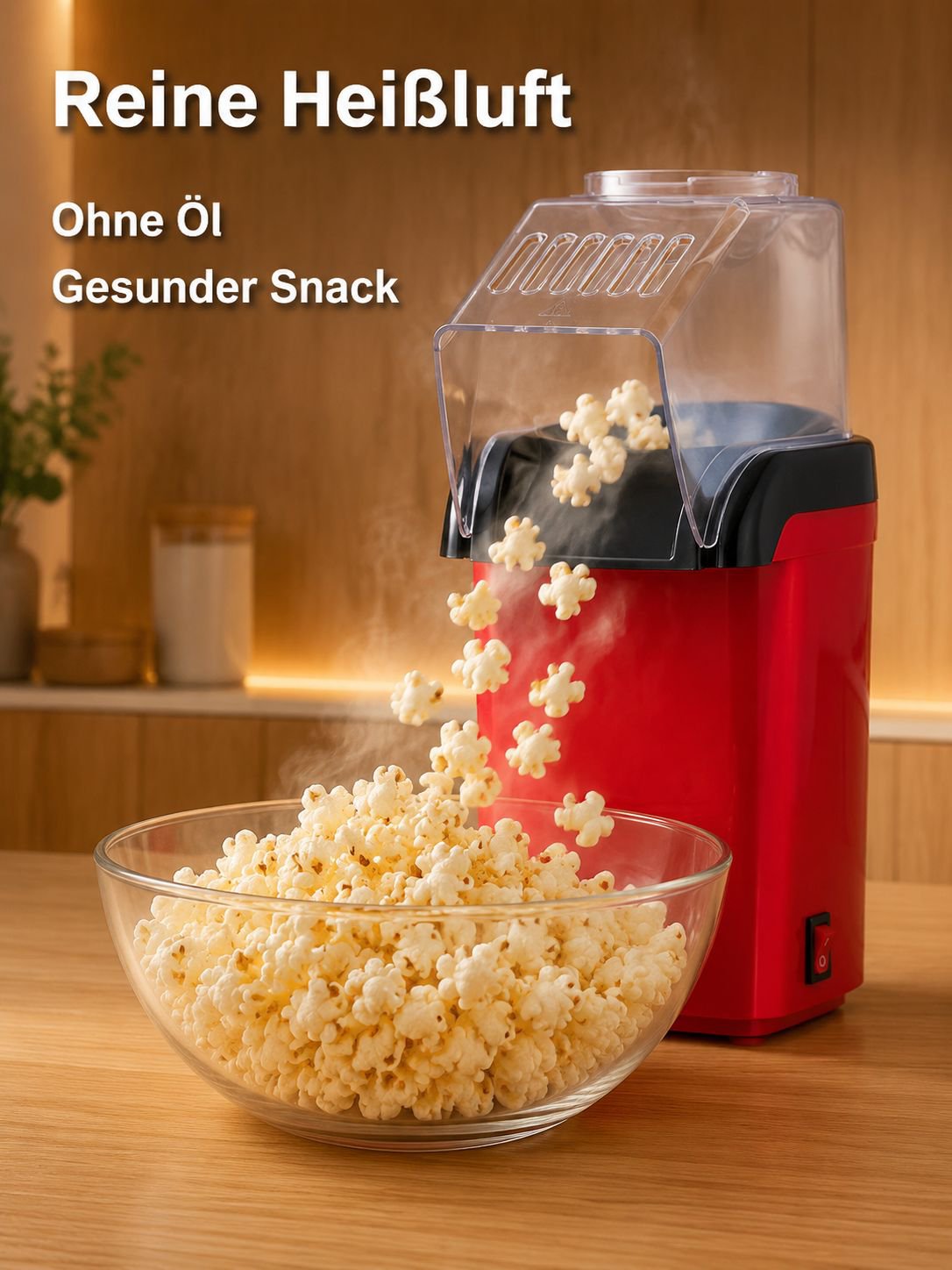 Mini Elektrische Popcornmaschine für Zuhause, mit Gebläse und elektrischer Beheizung