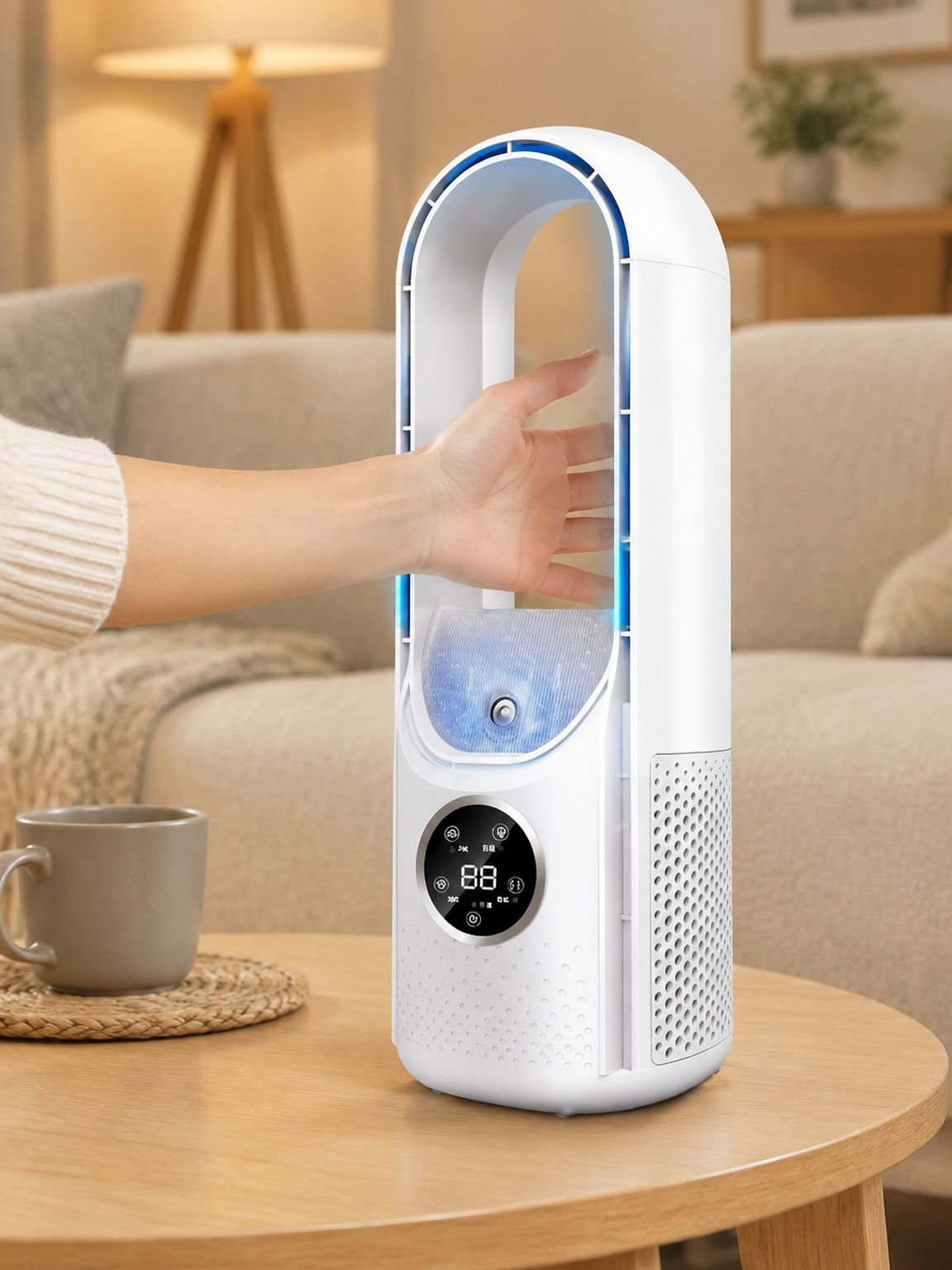 Leiser Ventilator mit Wasserkühlungsspray für angenehmes Raumklima