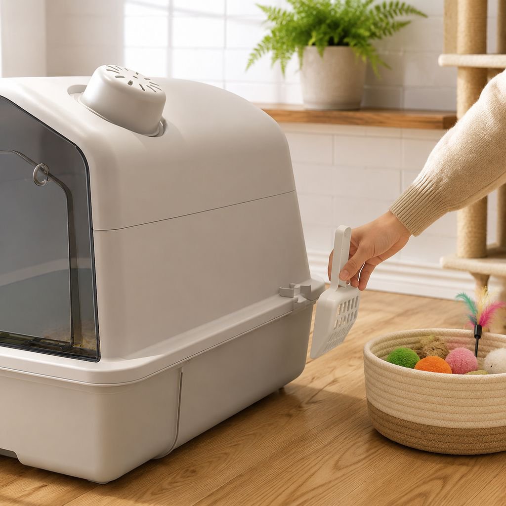 Fully enclosed, odor-proof, extra-large cat litter box