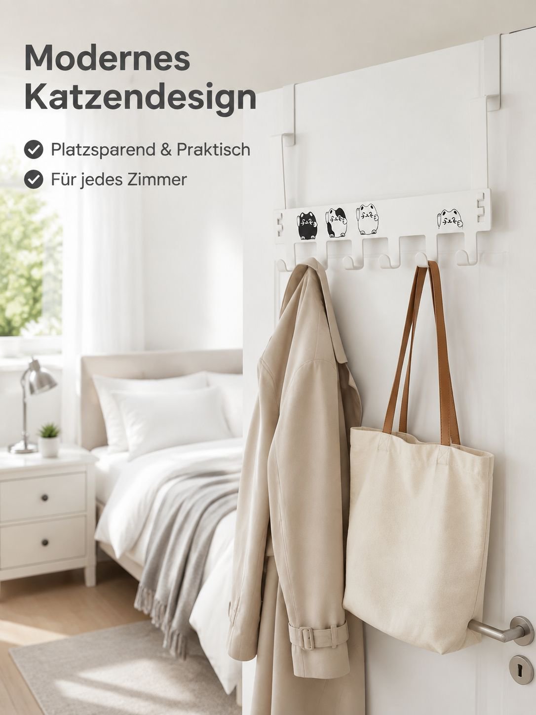 Multifunktionaler Türhaken für das Schlafzimmer, ohne Bohren
