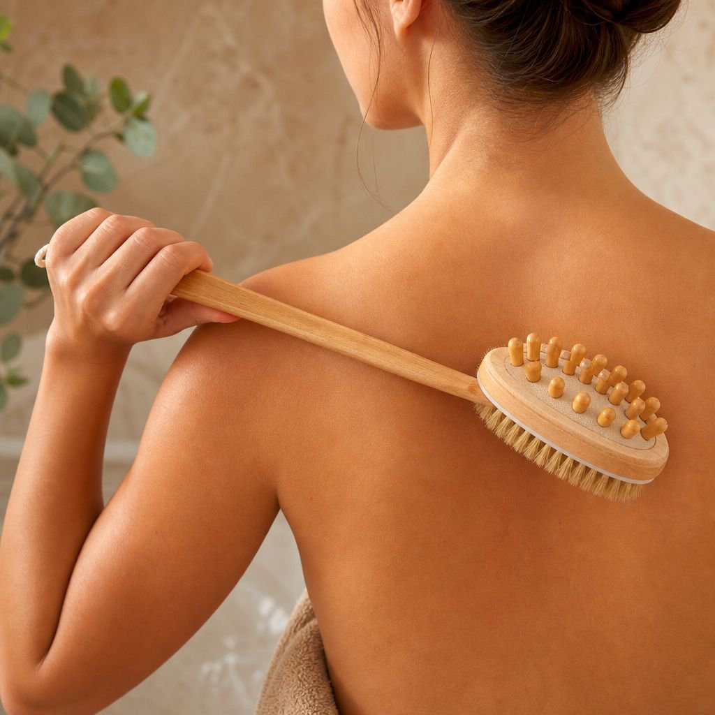Brosse de douche exfoliante pour le corps