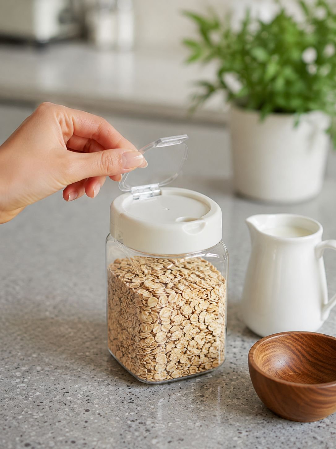 Bocal hermétique empilable en verre pour céréales