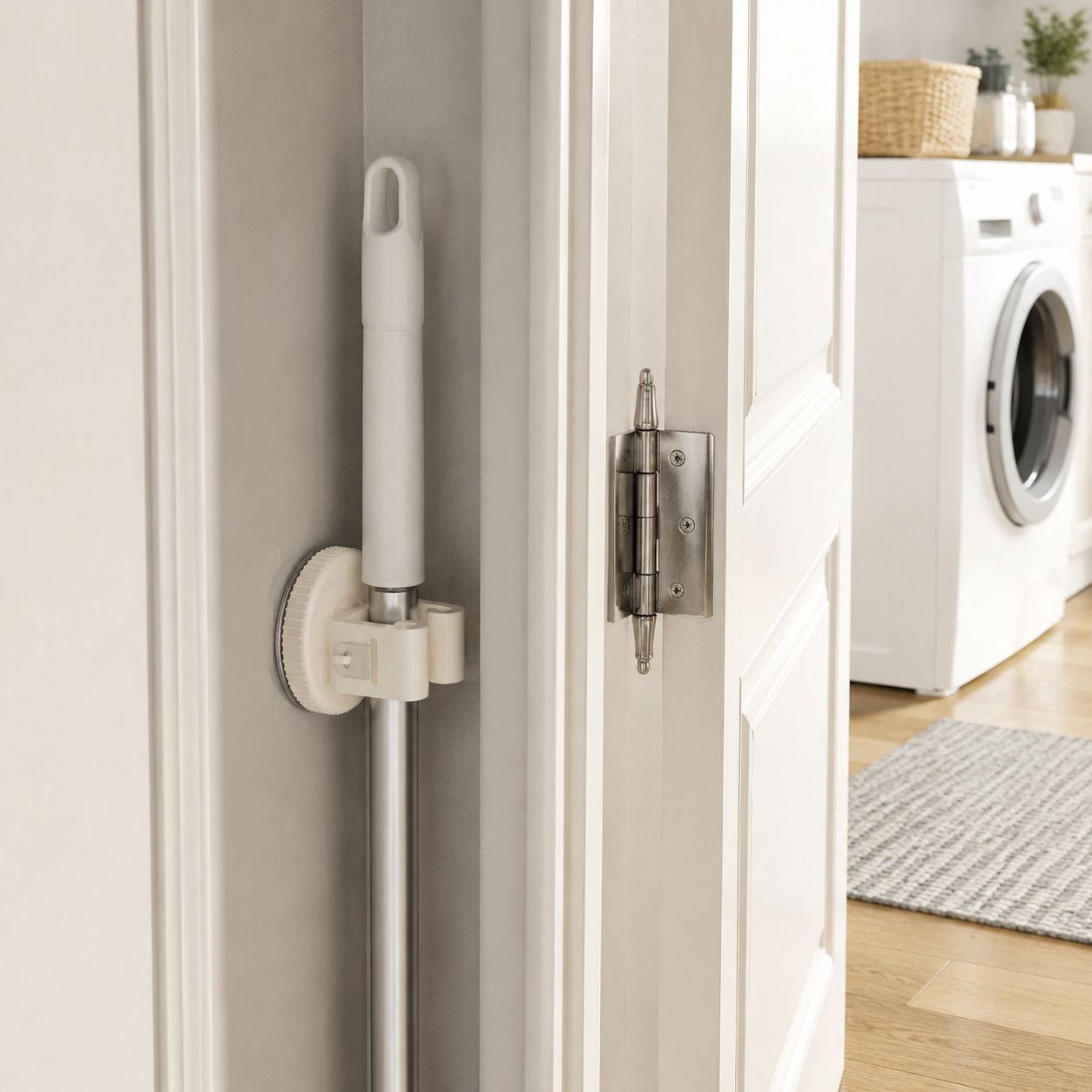 Convenient Behind-the-Door Suction Cup Mop Clip