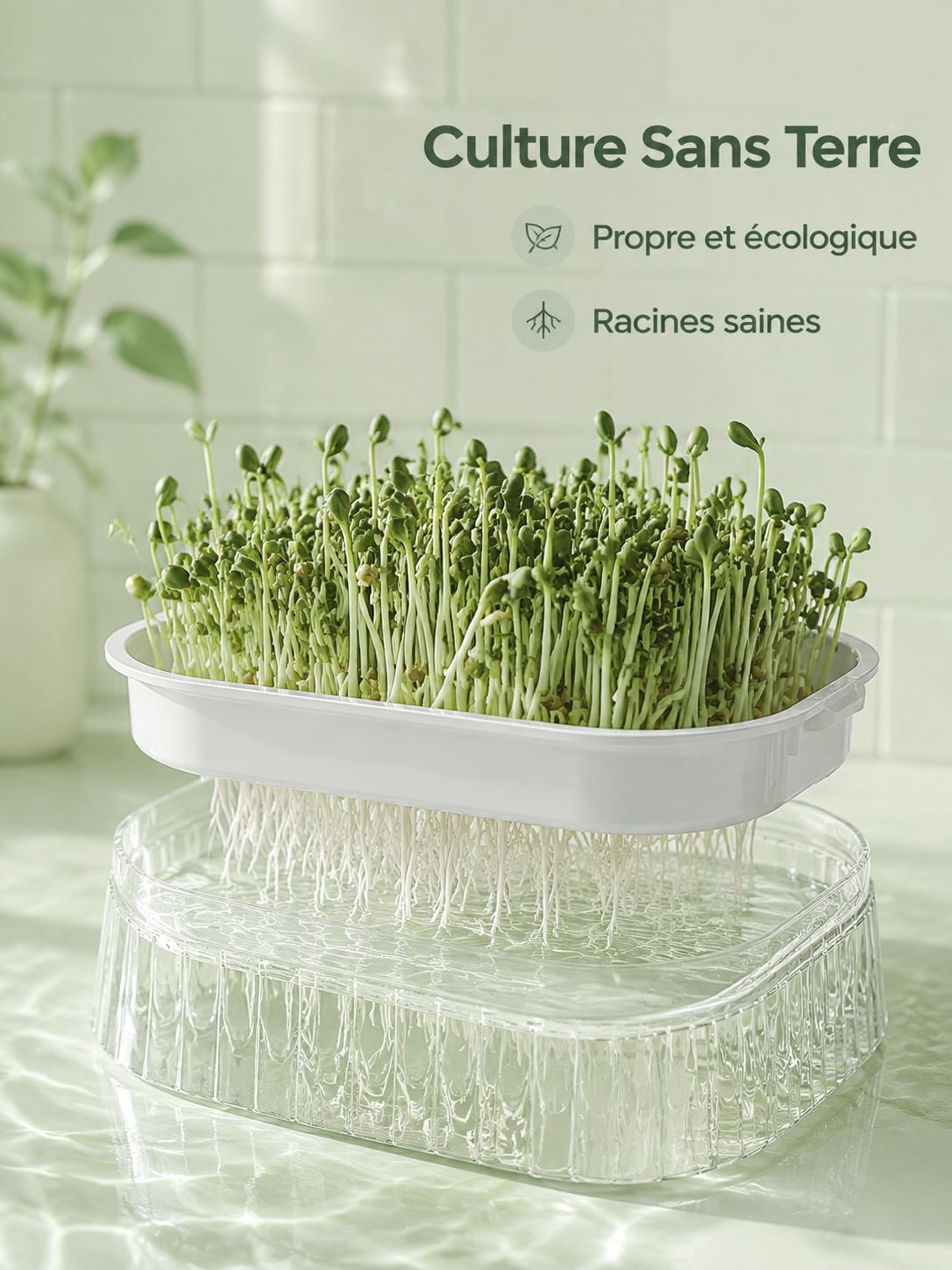 Plateau de germination hydroponique pour pousses de haricots, sans terre