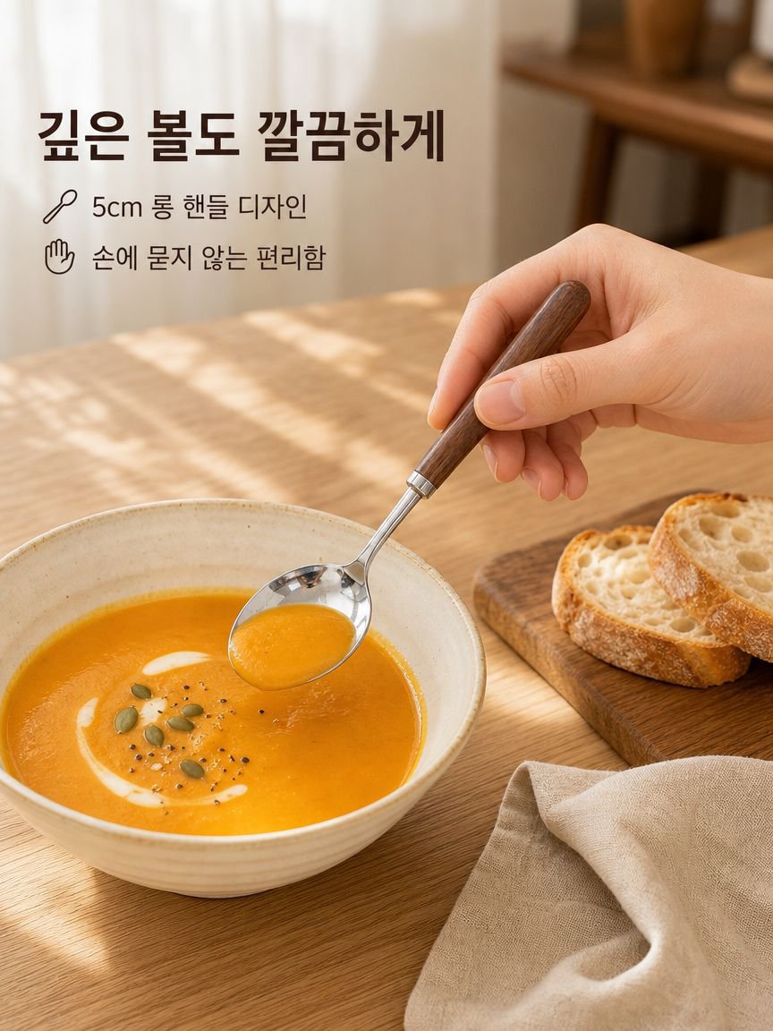 두꺼운 스테인리스 식사용 국자