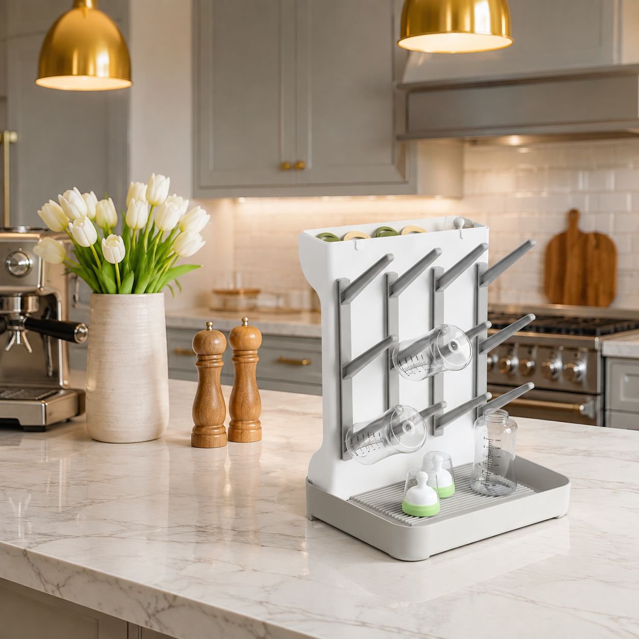 Baby bottle rack with efficient draining system
