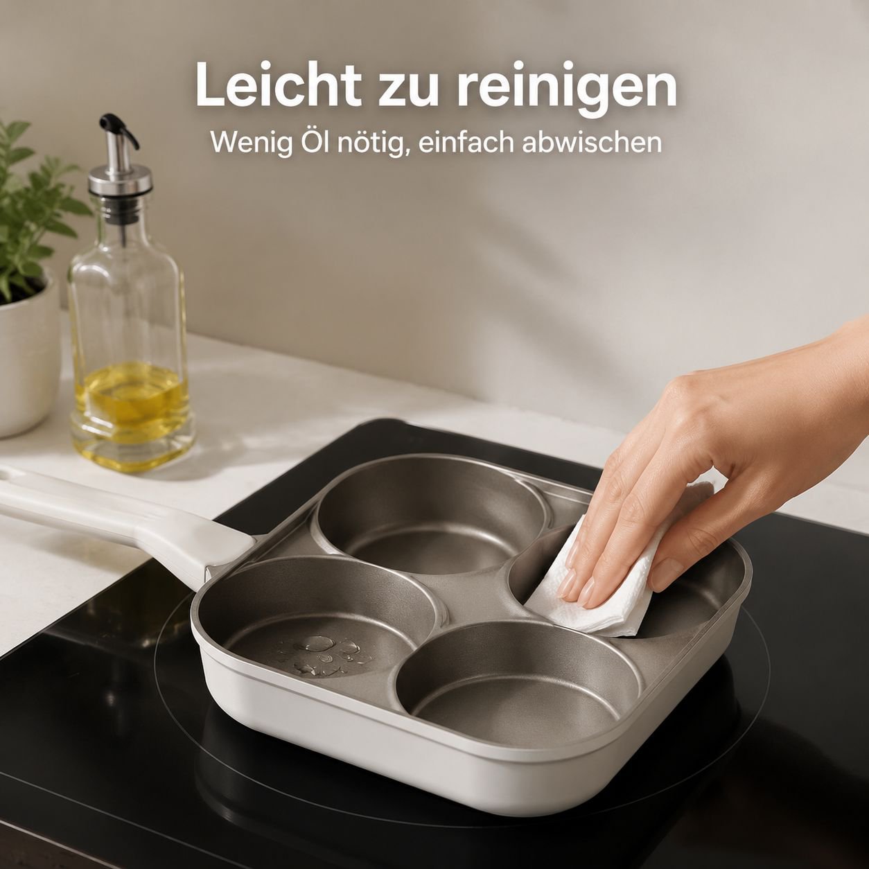 Keramik-Eierpfanne mit vier Mulden