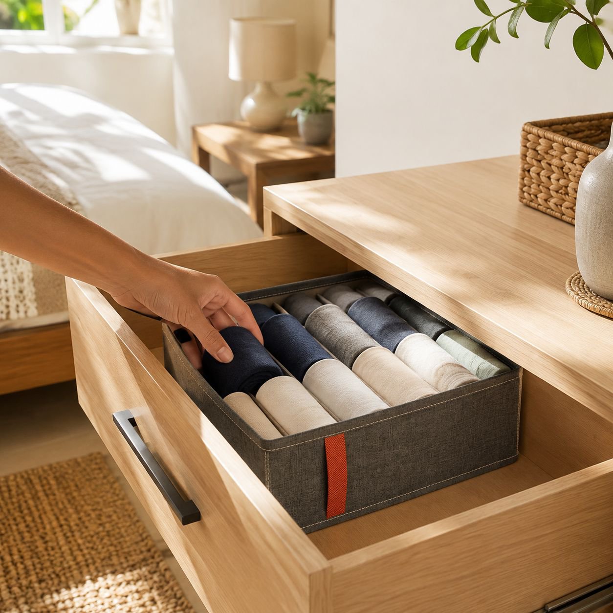 Organizador de calcetines, ropa interior y sujetadores, caja divisora para cajones de armario