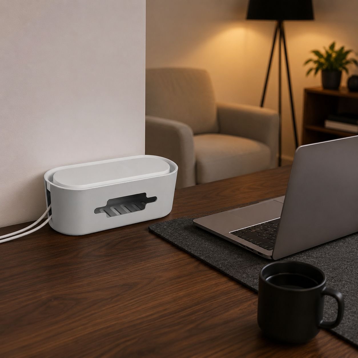 Household Multi-Functional Cable Organizer Box with Power Strip Extension