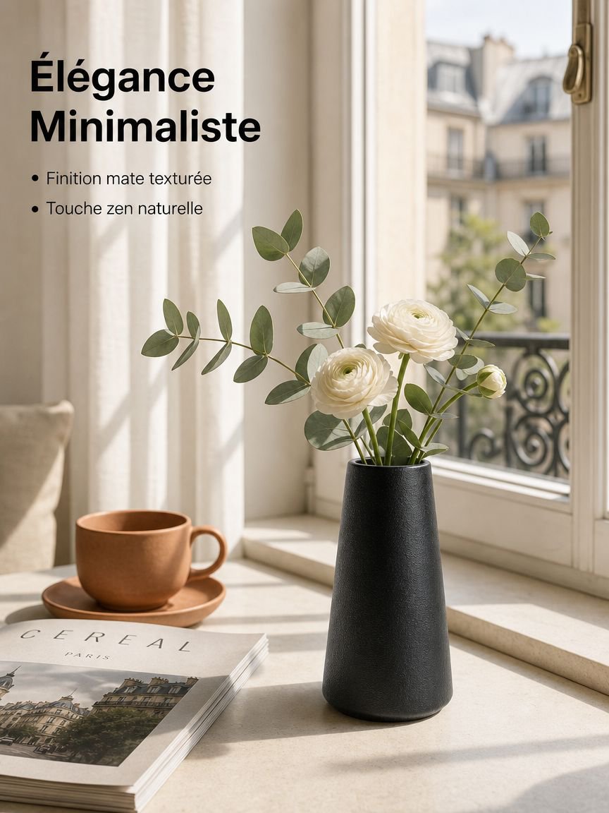 Vase en céramique non émaillée à large ouverture - Blanc
