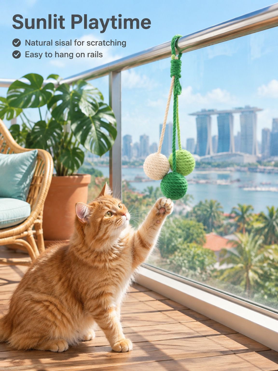 Hanging sesame ball cat toy