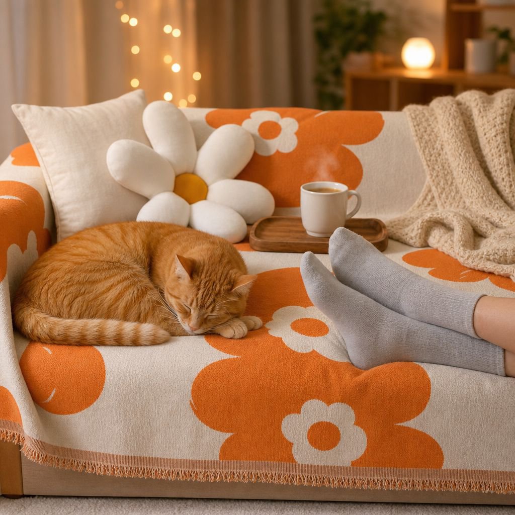 Modern and elegant sofa cover with Scandinavian style