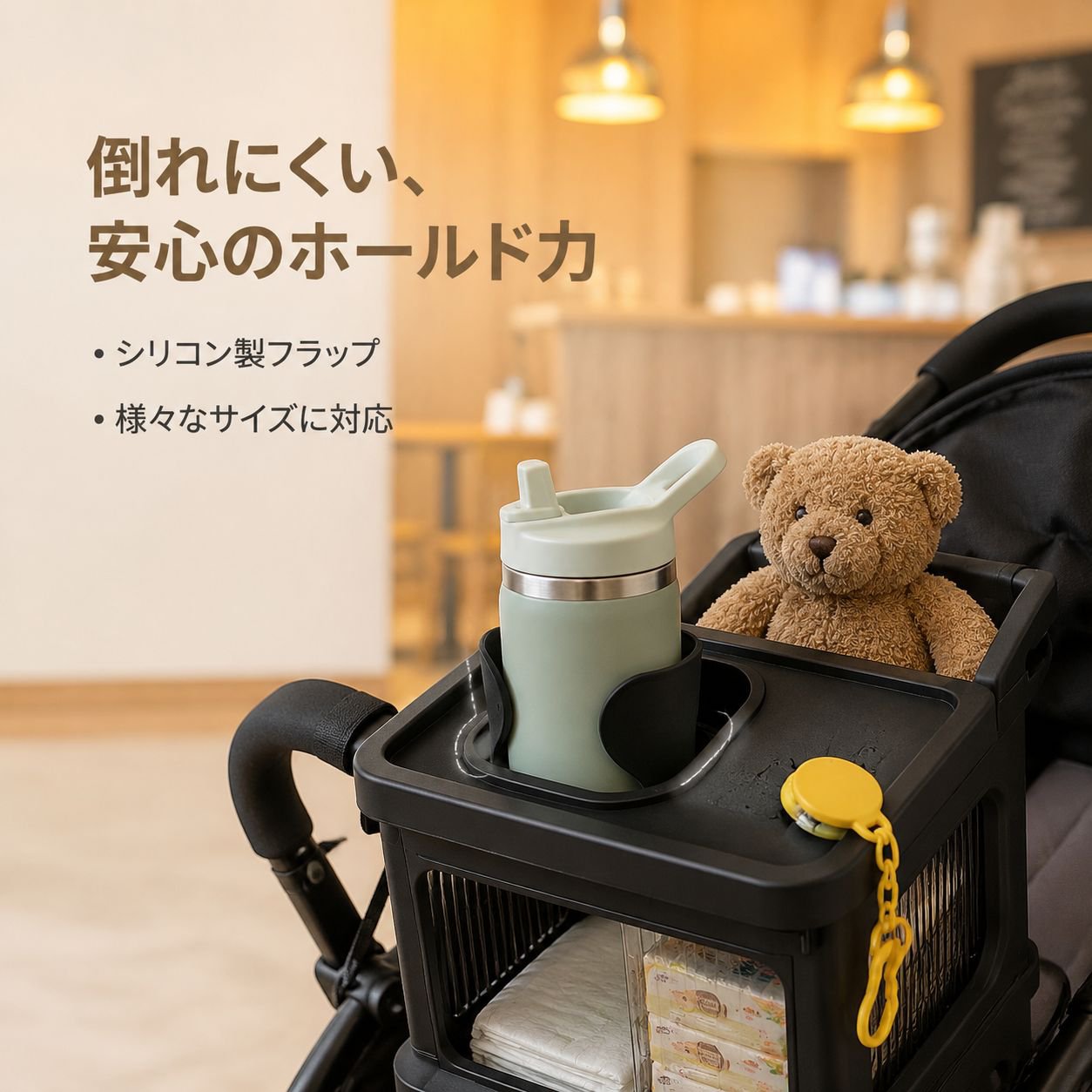 多機能ベビーカー収納ラック 取り外し可能なスナックシェルフ