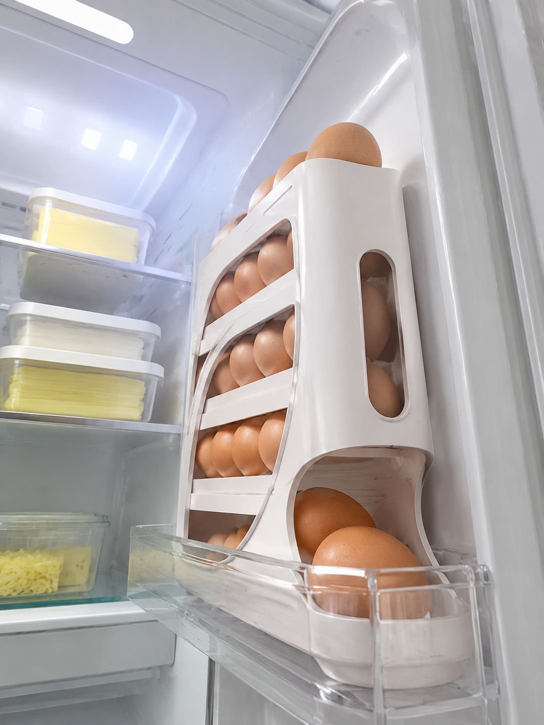 Rollende Eierablage für den Kühlschrank