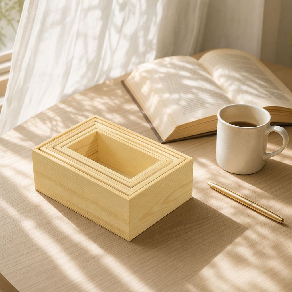 Boîte de rangement de bureau en bois