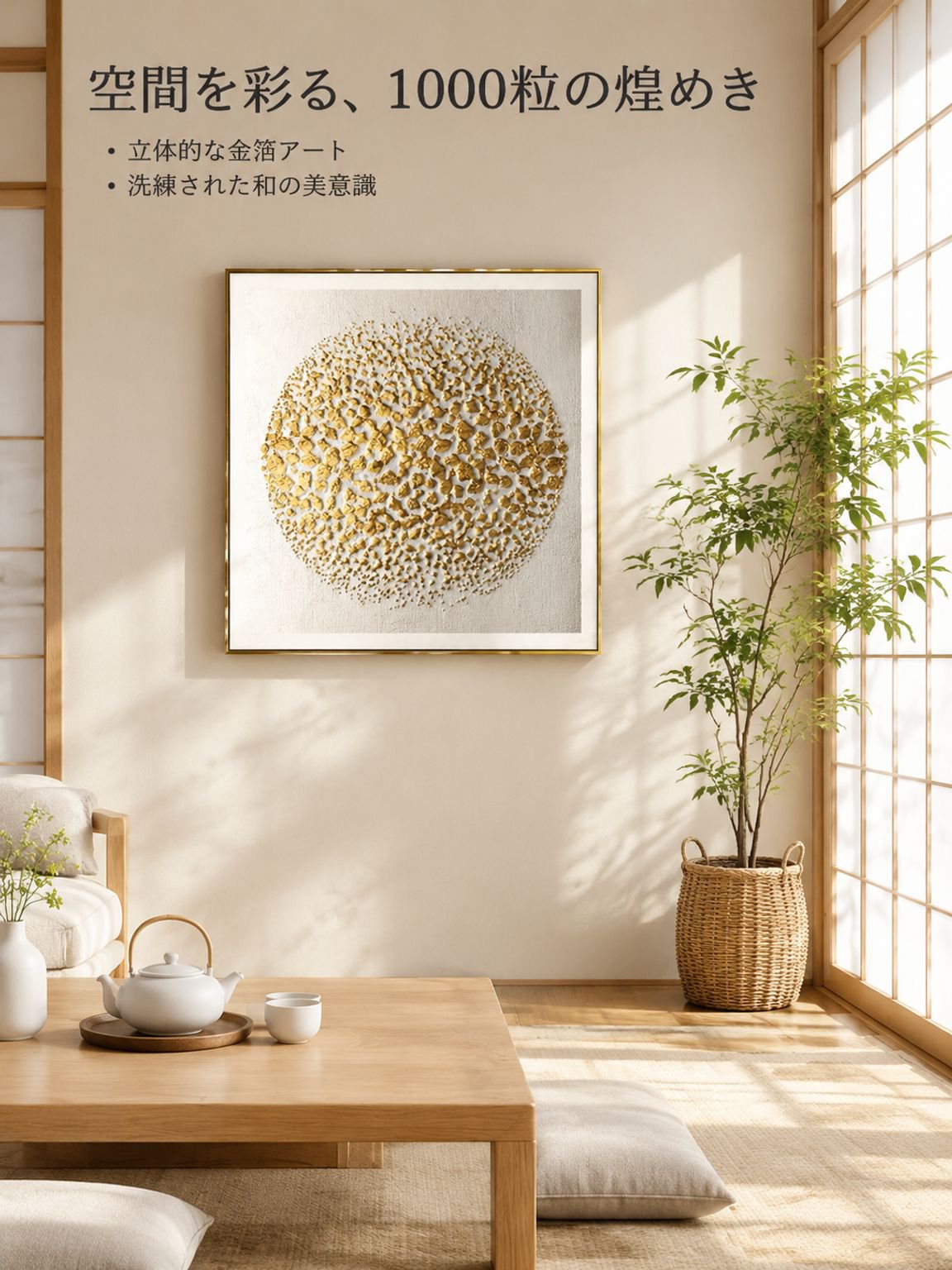 点墨（てんぼく）が輝くゴールドの装飾画