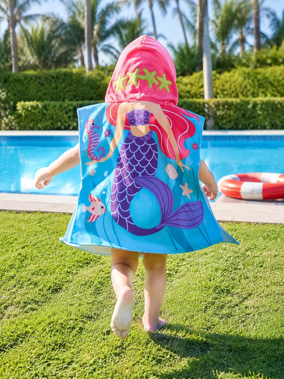 Serviette poncho enfant pour piscine ou plage
