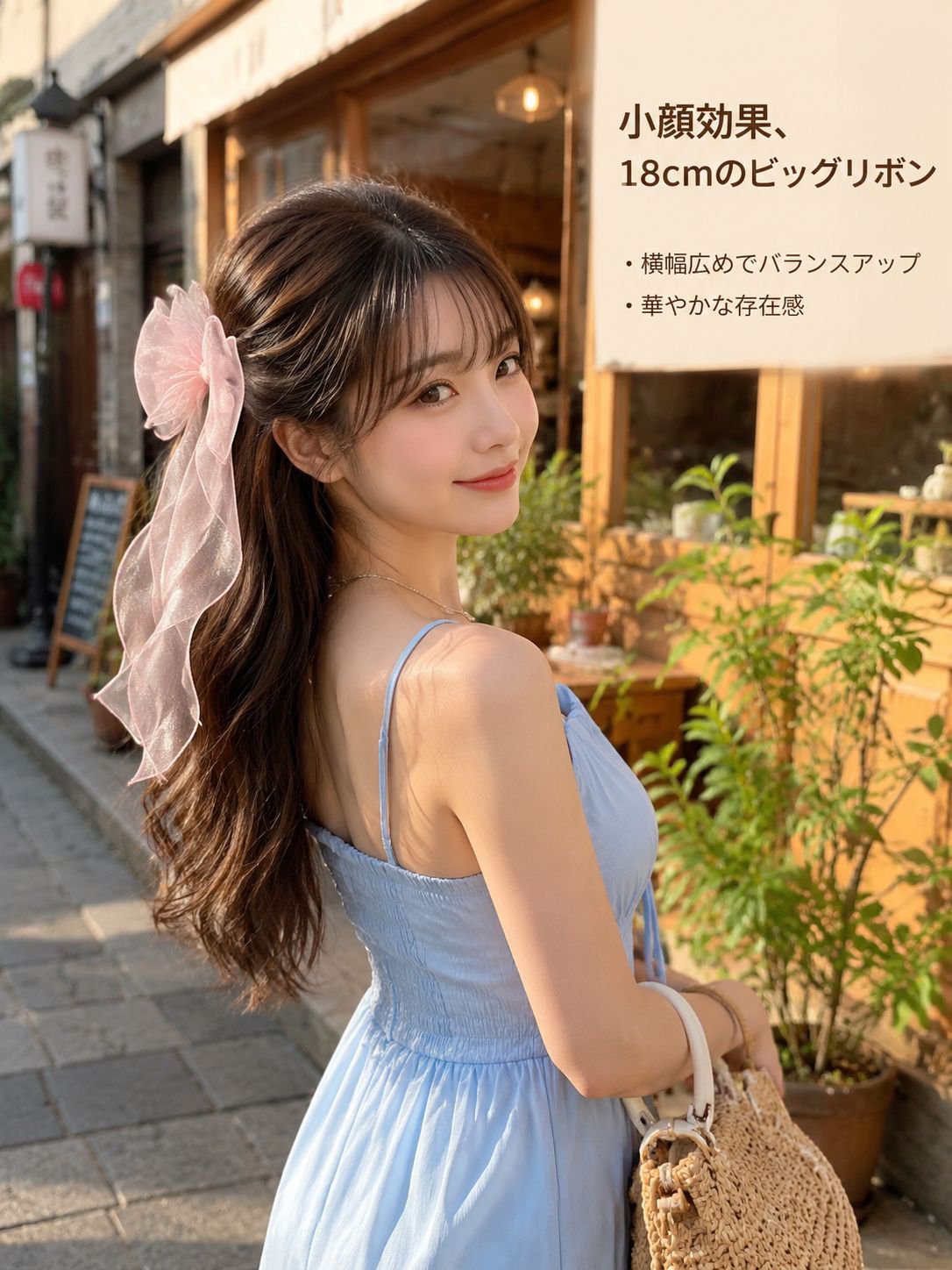 女性用メッシュリボンヘアクリップ