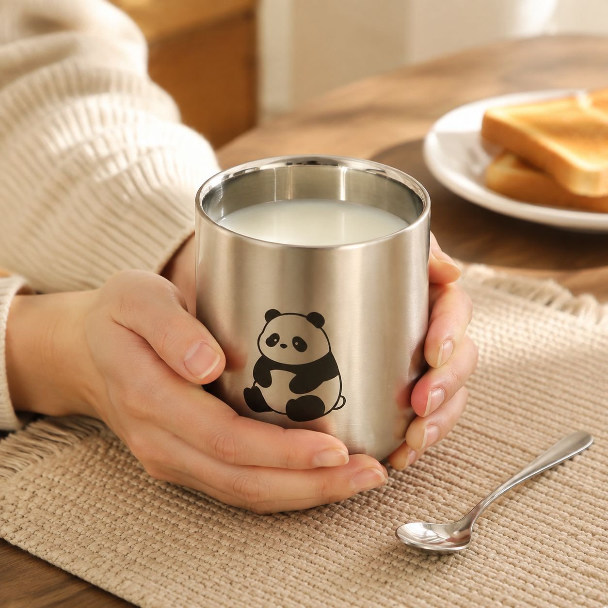Taza de leche de acero inoxidable 316, doble pared, resistente al calor y a caídas